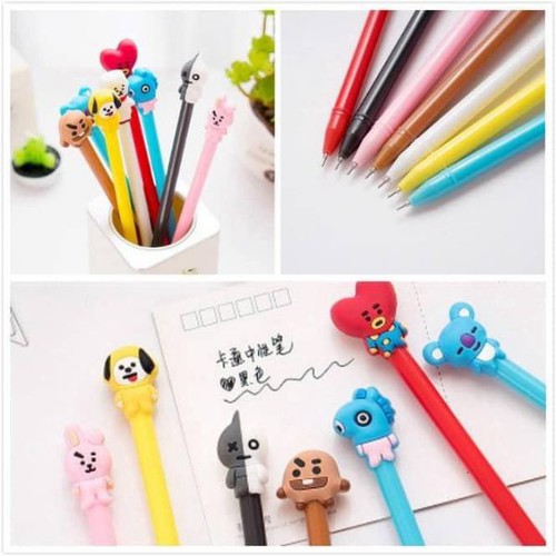 [Siêu phẩm]Bút bt21, bút bts, bút gel nước mực đen 0.5mm hình nhân vật bts