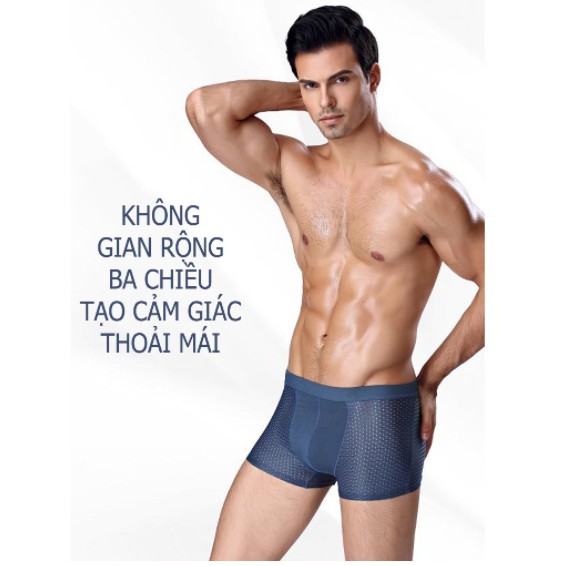 Hộp 4 Sịp Đùi Boxer Thông Hơi Cao Cấp Dành Cho Nam VEIKUCOOL, CAO CẤP , THÔNG HƠI THOÁNG MÁT.