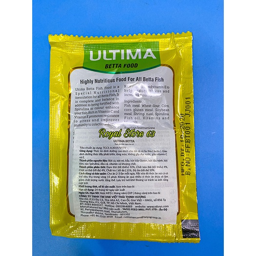 Ultima Betta Food thức ăn cho cá Betta, Guppy, Thủy Sinh Taiyo (20gram)