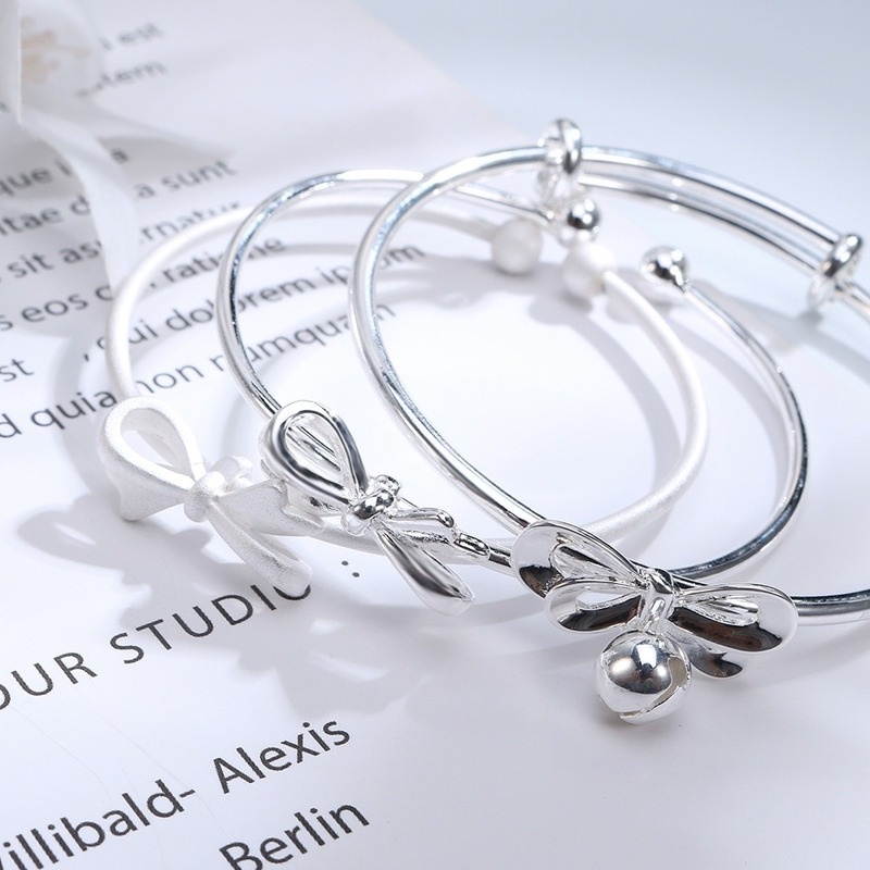 Vòng tay bạc 925 sterling phối nơ phong cách công chúa dành cho nữ