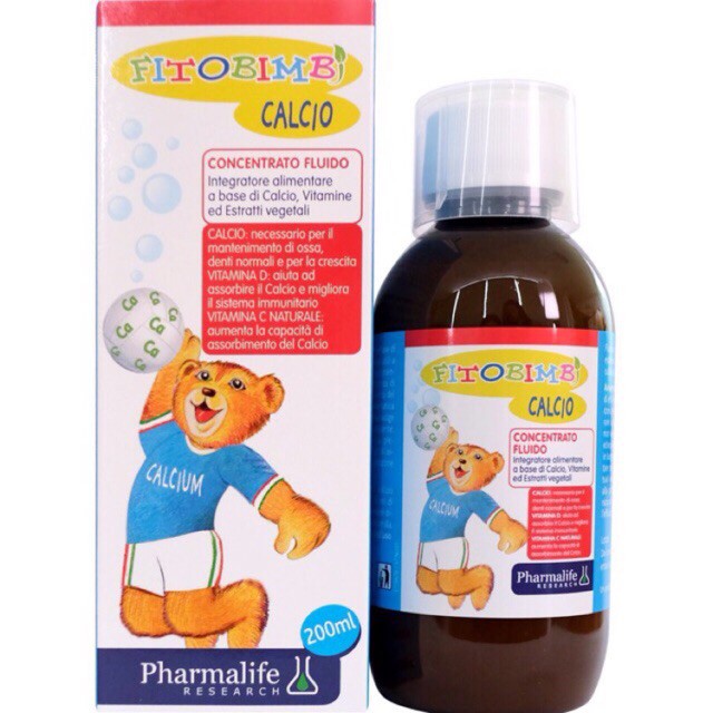 Pharmalife Fitobimbi CALCIO Xương răng chắc khỏe - tăng chiều cao, Chai 200ml