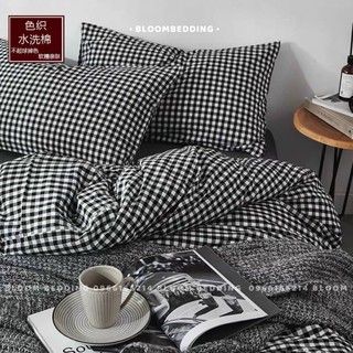 Set Chăn Ga Gối Cotton Poly 4 món - Kẻ caro đen trắng
