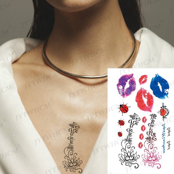 Hình xăm dán tạm thời chống nước đôi môi mini cá tính JULLY Tattoo chất