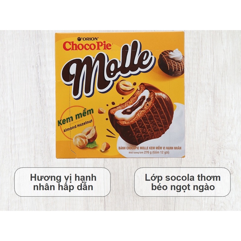 BÁNH CHOCOPIE MOLLE KEM MỀM VỊ HẠNH NHÂN 276G (12 CÁI)
