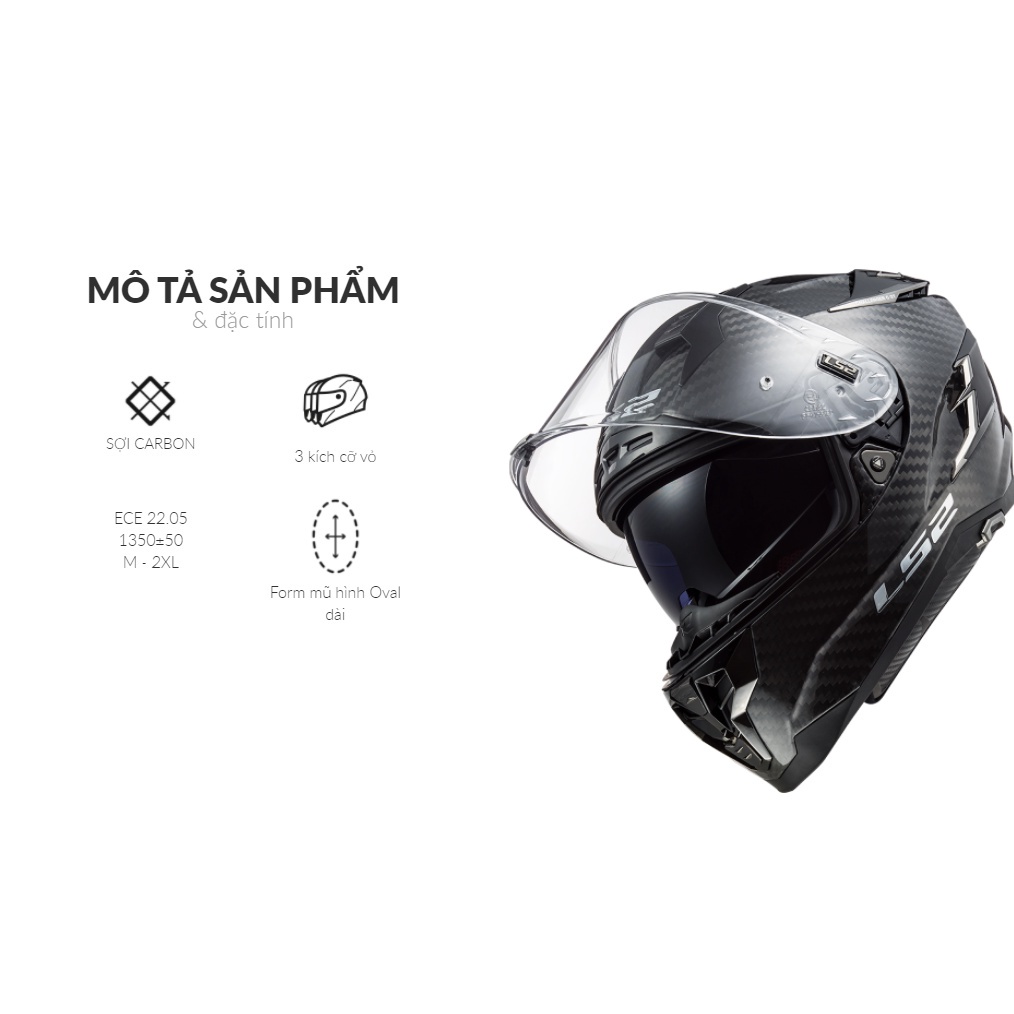 [TẶNG PINLOCK] Nón Bảo Hiểm Fullface LS2 FF327 CHALLENGER CARBON – 2 Kính – Sợi Carbon