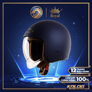 Nón bảo hiểm 3/4 kính âm Royal M139 Xanh Mực Mờ cao cấp - Tặng kèm túi rút Royal - Bảo hành 12 tháng