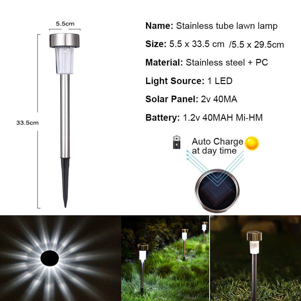 1 Pcs Stainless Steel Led Solar Lawn Light Outdoor Solar Power Decking light Waterproof Garden Landscape Lawn Lamp