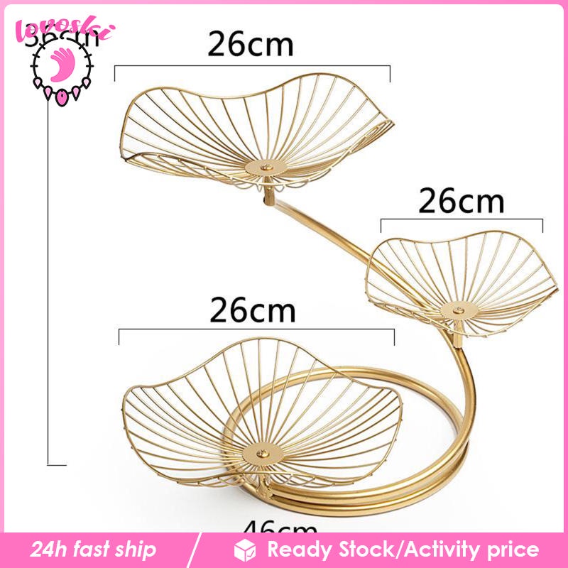 Giá đỡ trái cây 3 tầng hình lá sen bằng sắt