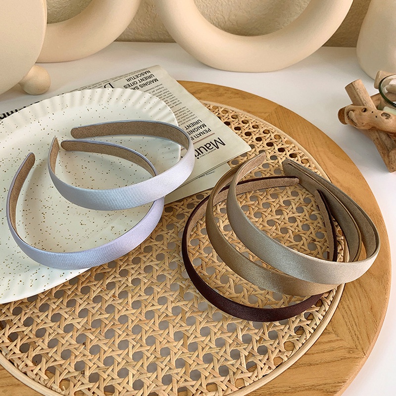 Băng đô cài tóc vải satin mỏng màu trơn đính kim tuyến lấp lánh kiểu Hàn Quốc