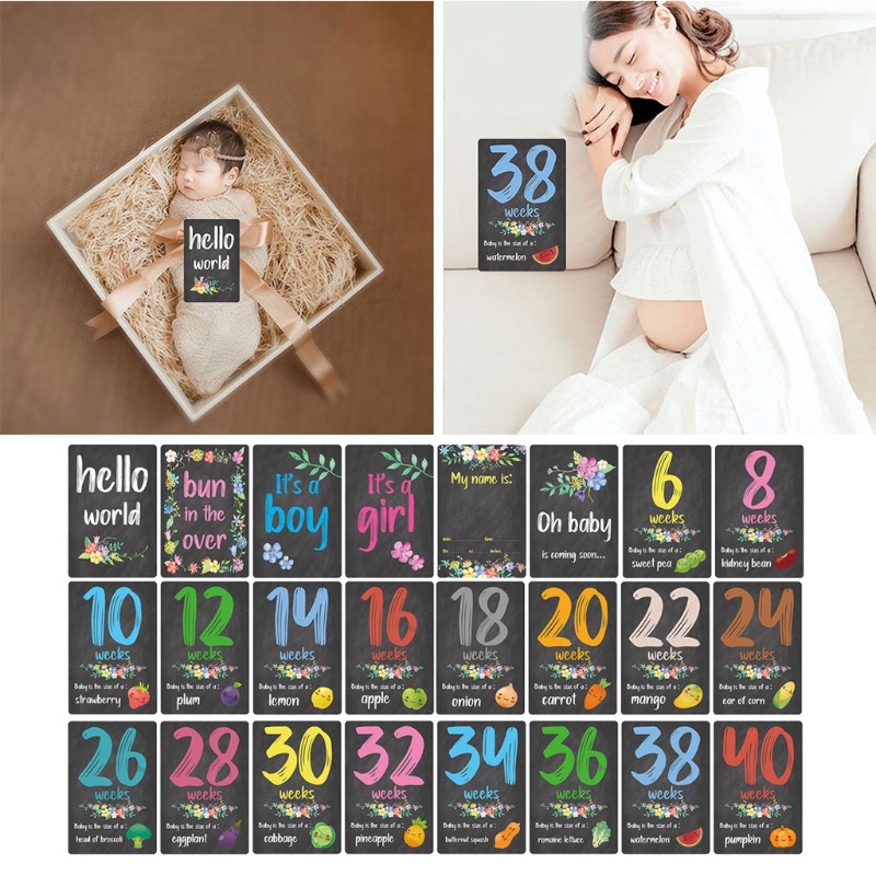 Set 24 Tấm Thẻ Cổ Điển Dùng Làm Đạo Cụ Chụp Ảnh Kỷ Niệm Dành Cho Em Bé