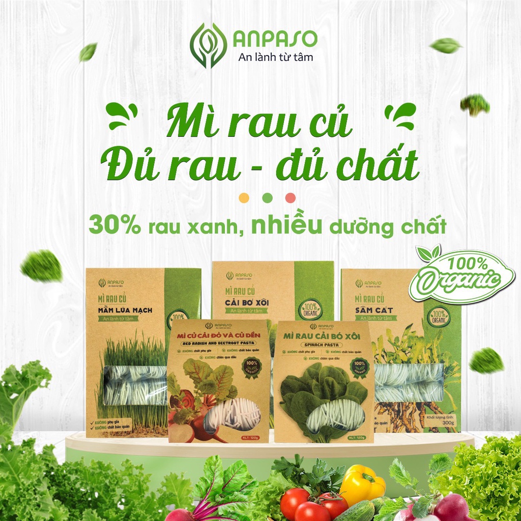 Mì rau củ hữu cơ anpaso, mỳ rau organic eat clean giảm cân, ăn chay - ảnh sản phẩm 2