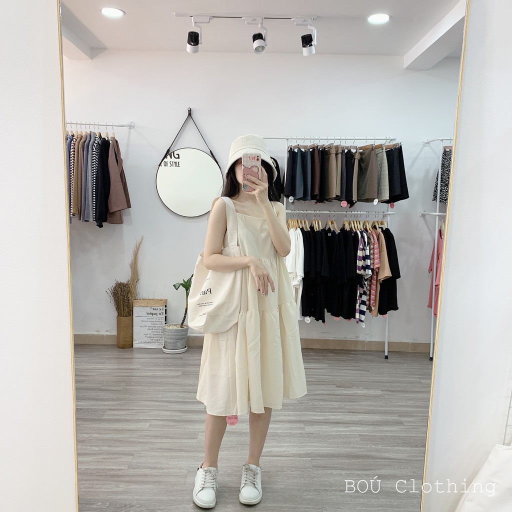 [Mã FATHANG5 giảm 10K đơn 50K]  Đầm babydoll 2 dây Kem cho Nữ | BigBuy360 - bigbuy360.vn