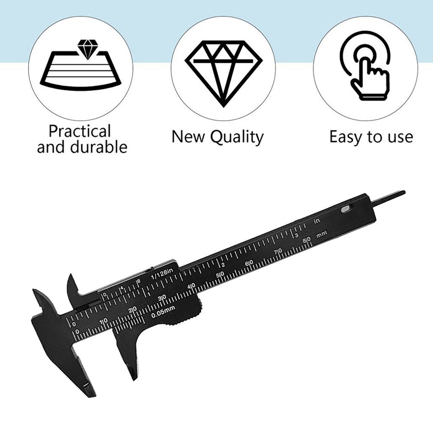 Thang đo đôi 80MM Thước đo lông mày bằng nhựa Vernier Calibre Thước