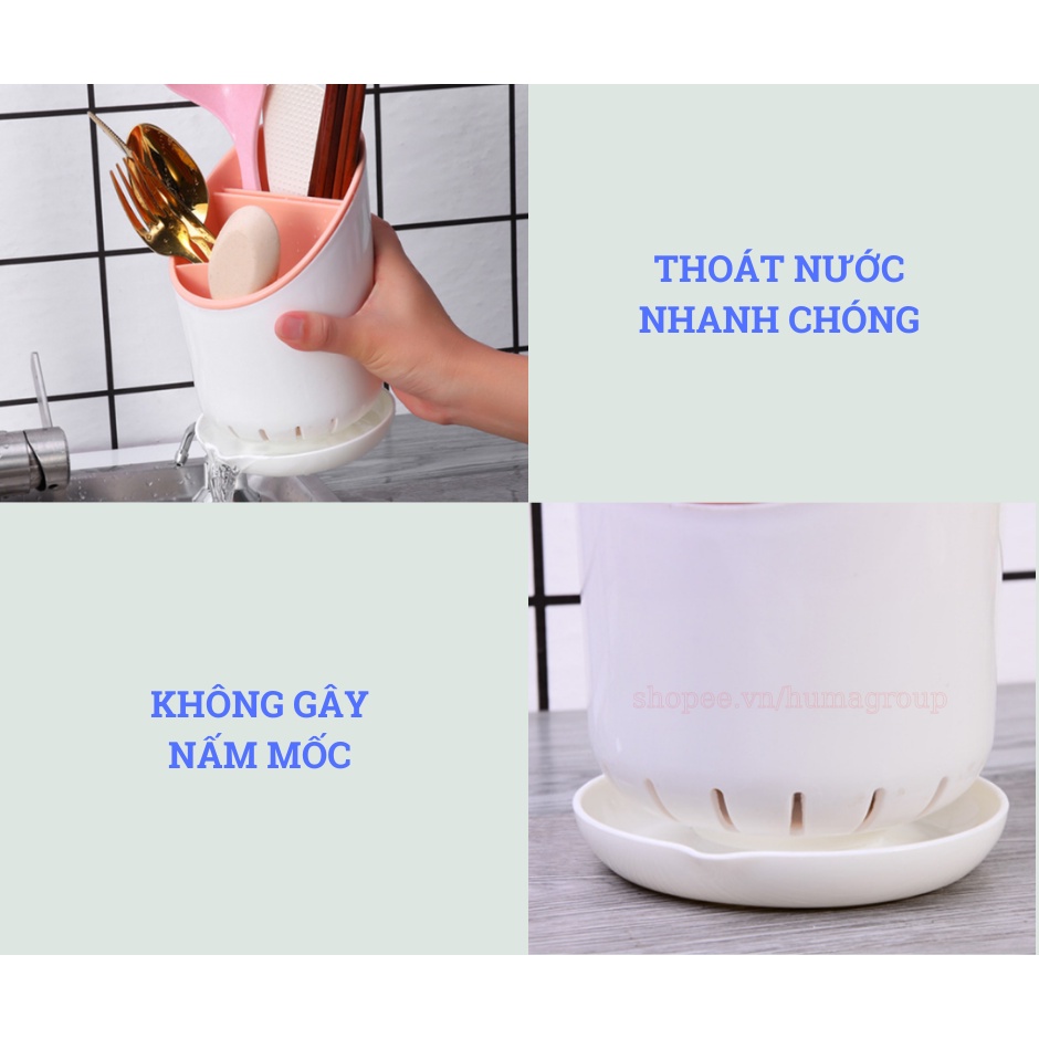 Ống Đựng Đũa, Muỗng, Thìa, Dĩa Bằng Nhựa Có Đế Hứng Tiện Lợi