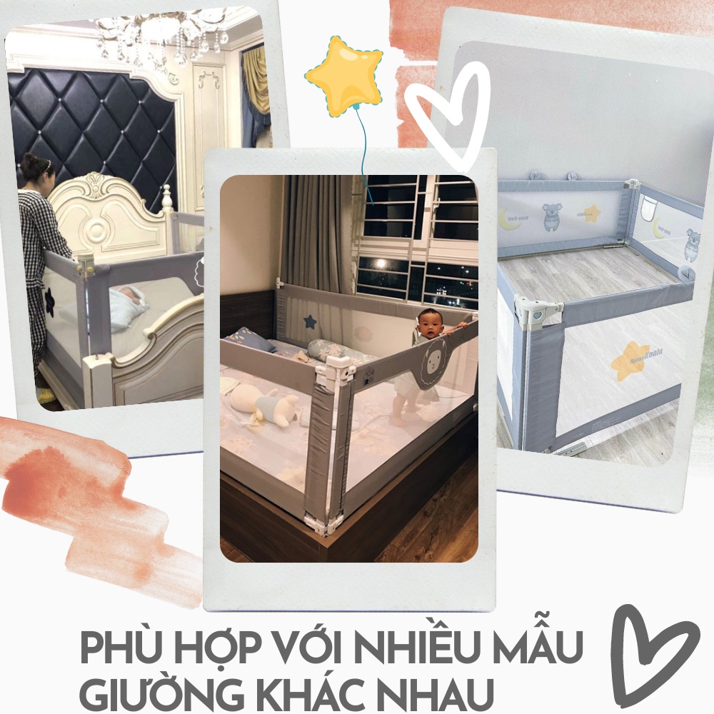 Thanh chắn giường cao cấp Baby Cosi Chính hãng phiên bản mới nhất 2023 - Thiết kế chống kẹp tay 32 nấc điều chỉnh