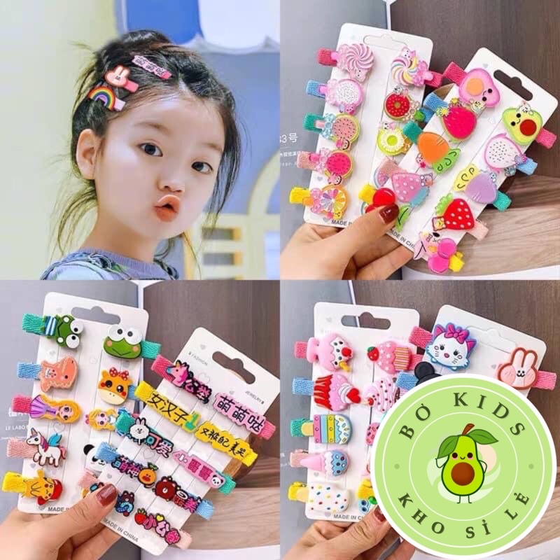 Bộ Set 10 Kẹp Tóc Đủ Loại Hình Ngộ Nghĩnh Dễ Thương Cho Công Chúa Bé Nhỏ Thêm Xinh Sắn Đáng Yêu