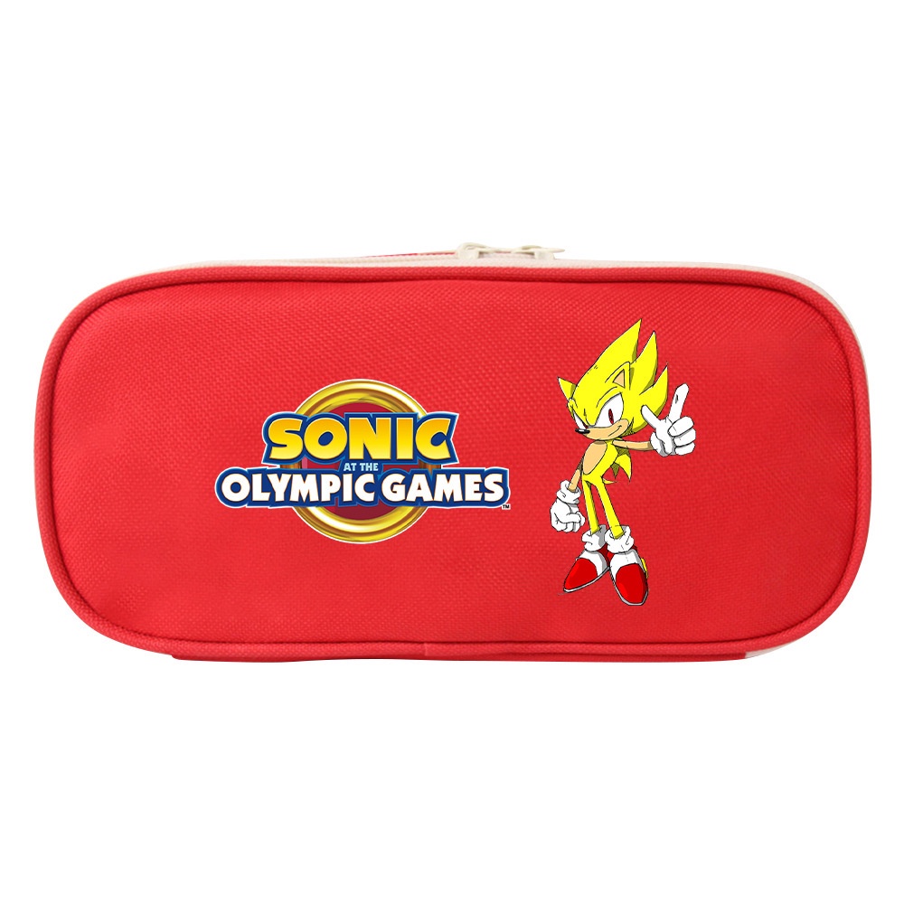 Túi Đựng Bút Vải Canvas Đa Năng Họa Tiết Hoạt Hình Sonic The Hedgehog Cho Học Sinh