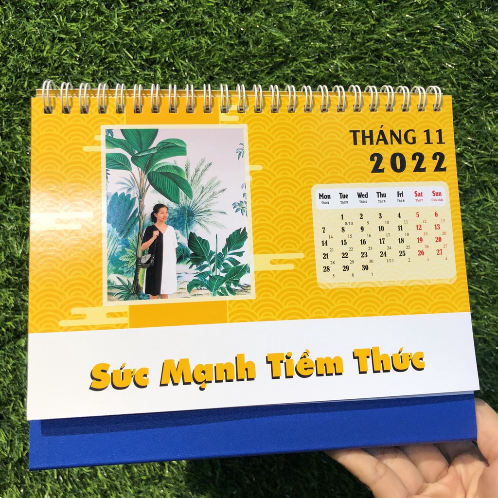 Lịch để bàn 2022 thiết kế đơn giản cho văn phòng, lịch in hình dễ thương có lịch âm, chất liệu giấy dày dặn