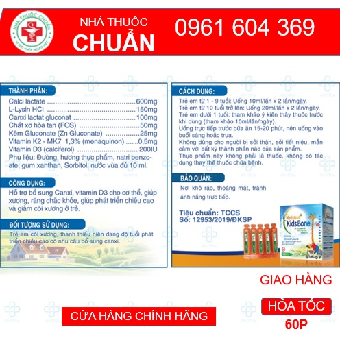 Medstand Kids Bone- bổ sung canci, D3 và K2 phát triển chiều cao cho trẻ, giảm còi xương