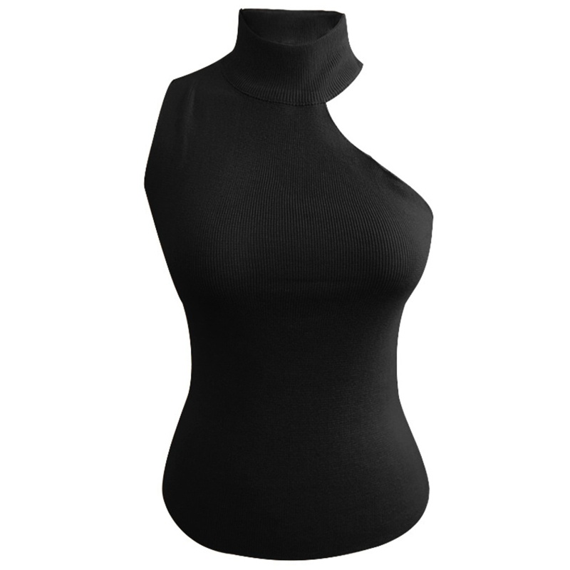 Áo Croptop Dệt Kim Không Tay Cổ Yếm Thời Trang Cho Nữ