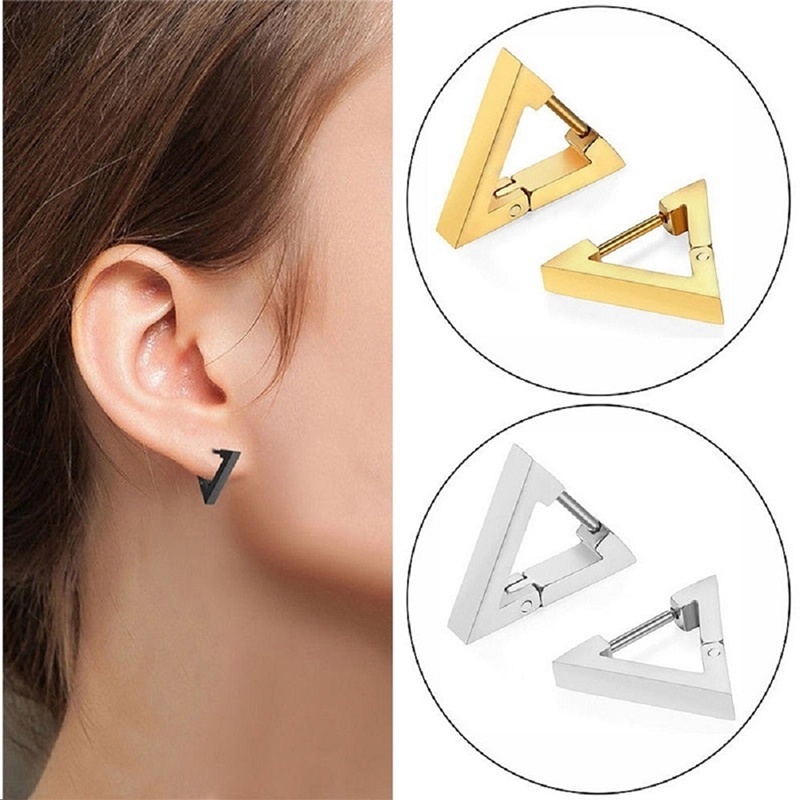 Đôi Bông Tai Hình Tam Giác Bằng Thép Không Gỉ Cho Nam