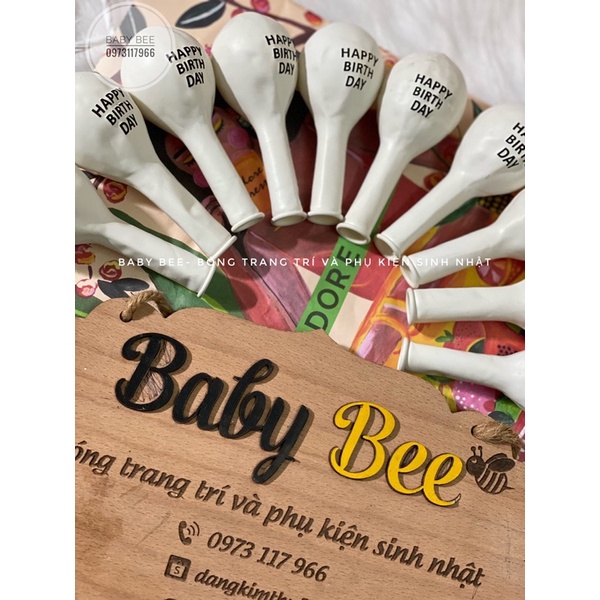  Set 10 Bóng Cao Su Trắng In Chữ HAPPY BIRTHDAY Size 10inch