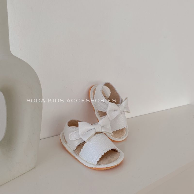 (Ảnh thật) Sandal dép tập đi bé gái quai nơ vintage (02 màu)