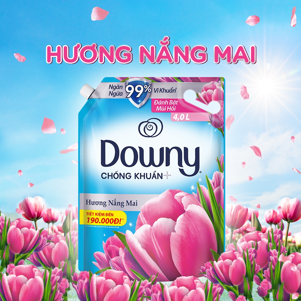 Nước Xả Vải DOWNY Hương Nước Hoa Cao Cấp Túi 4L Hương Đam Mê/ Huyền Bí/ Nắng Mai