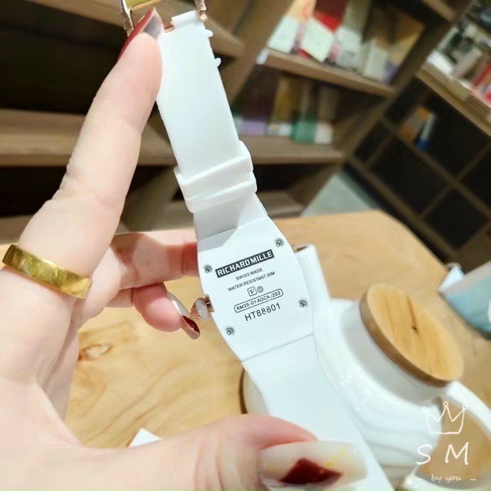 Đồng hồ nữ RM35 Richard 𝐑𝐢𝐜𝐡𝐚𝐫𝐝𝐌𝐢𝐥𝐥𝐞dây cao su , full màu trắng , mặt đính đá