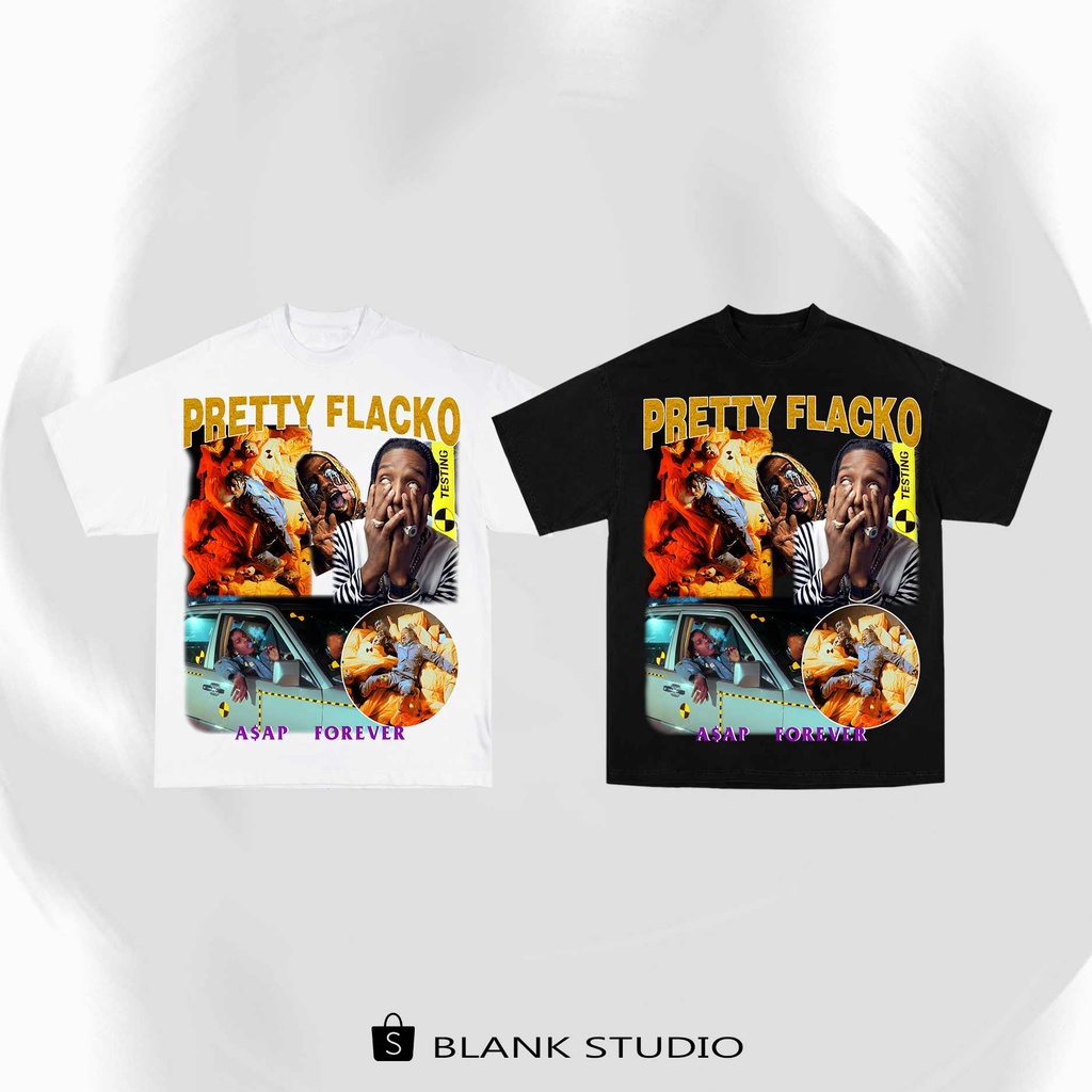 BLANK | Áo Thun ASAP ROCKY Tay Lỡ Unisex - Đen/Trắng Cổ Tròn