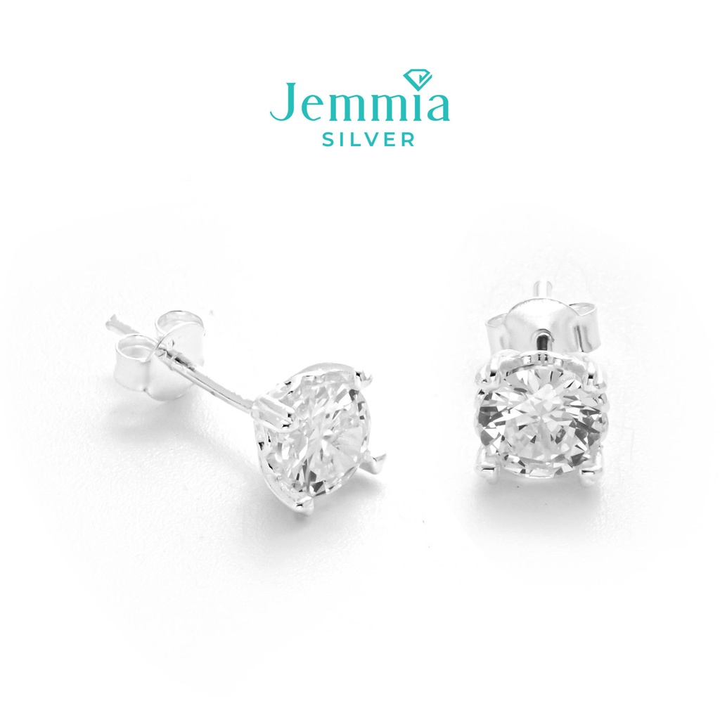 Bông tai bạc nữ Jemmia dạng nụ chấu trái tim - JM4315