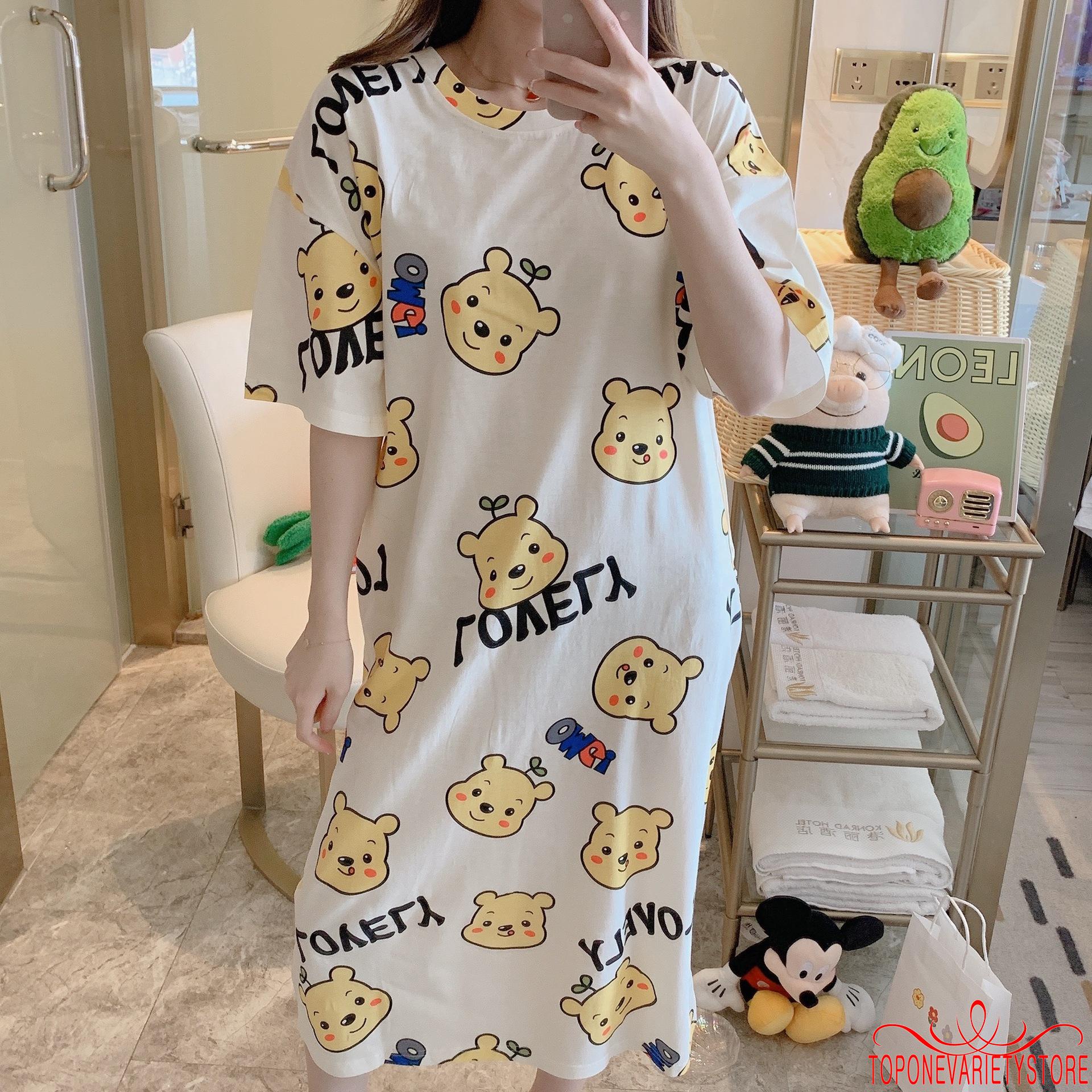 Đầm Ngủ Ngắn Tay In Họa Tiết Dễ Thương Cho Nữ | BigBuy360 - bigbuy360.vn