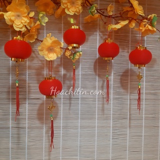 Set 5 Lồng đèn tròn đỏ trang trí Tết