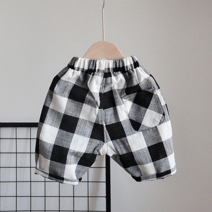 Quần Short Bé Trai 6 - 22 KG, Họa Tiết Kẻ Ô, Chất Vải KATE POLIN 60% COTTON, Thấm Hút Tốt, Hàng KEYER KID VN QT01