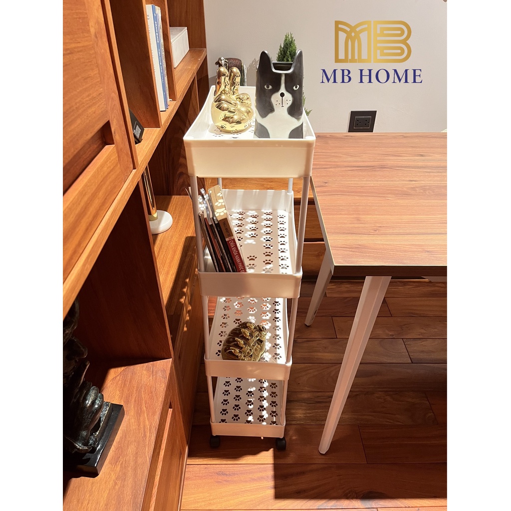 Kệ để đồ đa năng 4 tầng có bánh xe, dành cho nhà tắm, nhà bếp, Xe đẩy spa