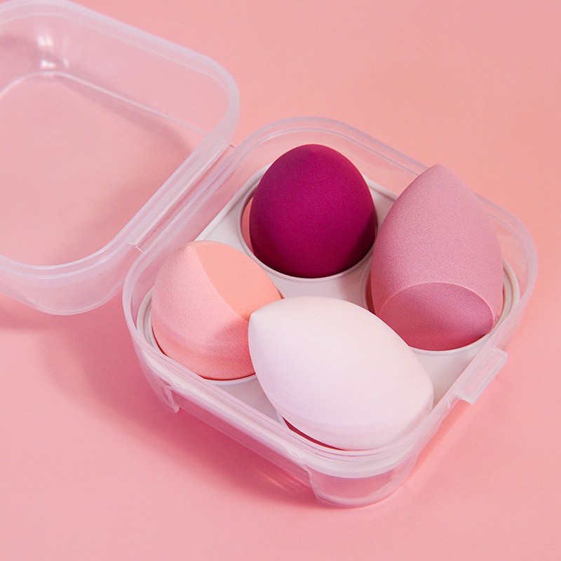 Hộp gồm 4 mút tán kem nền mút trang điểm mềm mại hình giọt nước siêu tiện dụng Sena Beauty