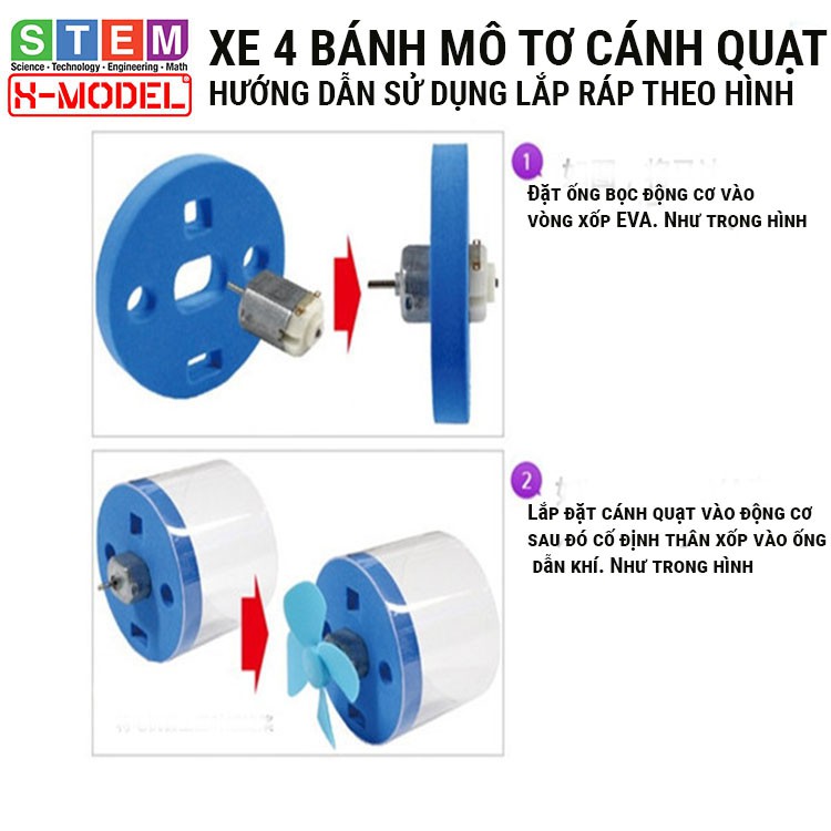 Đồ chơi sáng tạo STEM tự làm Xe 4 bánh mô tơ cánh quạt XMODEL ST57 Đồ chơi tự làm DIY - Giáo dục STEM