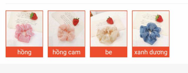Chun buộc tóc scrunchies vải voan kẻ sọc