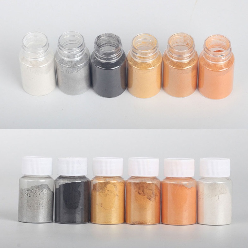 Set 6 Hộp Bột Mica Ngọc Trai Tông Màu Ánh Kim Bằng Nhựa Epoxy Resin Vẽ Nghệ Thuật Maki