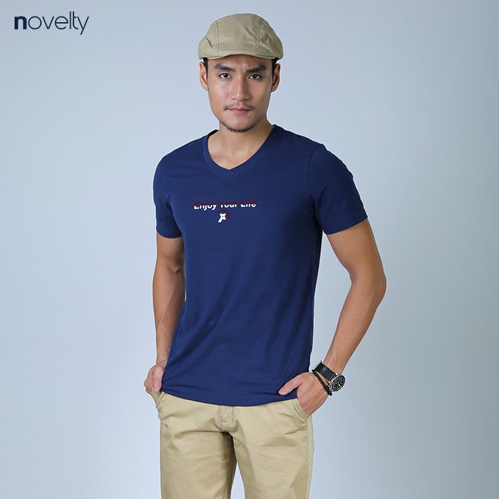 Áo Thun Cổ Tim Novelty Xanh Navy NATMMTMCER180004N