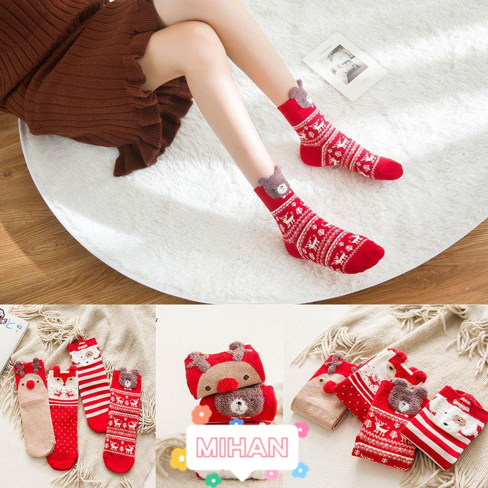 Vớ Giáng Sinh Mềm Ấm Áp Harajuku Fox elk MIHAN1 Cho Nữ