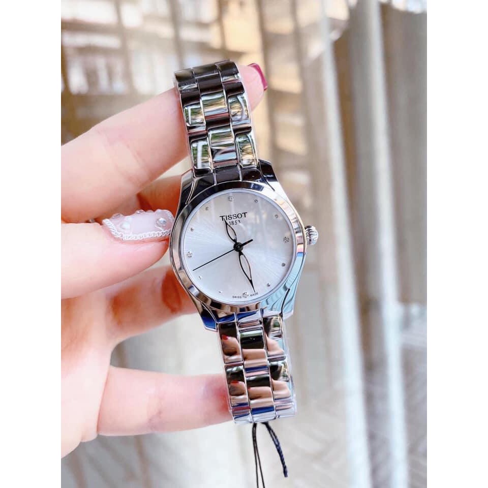 Đồng hồ Nữ :Tissot T-wave T112.210.11.036.00 đính 4 viên kim cương điểm giờ
