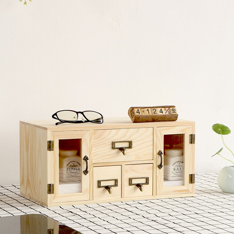 Kệ Để Bàn, Tủ Mini Gỗ Thông, Hộp Đựng Văn Phòng Phong Cách Hiện Đại, Sang Trọng, Đa Năng