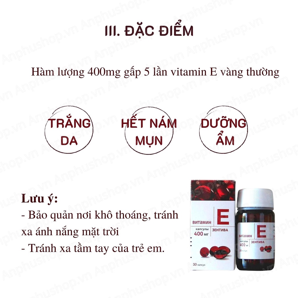 Vitamin E đỏ Nga LIFEVIT 400mg lọ thủy tinh - Sản phẩm chính hãng