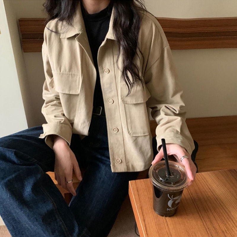 IELGY Áo Khoác Tay Dài Dáng Rộng Phong Cách Hàn Quốc Cho Nữ