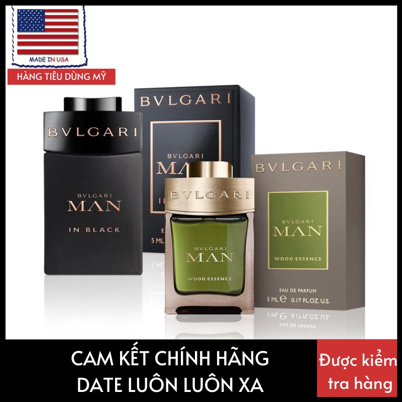 Combo 2 chai nước hoa nam BVLGARI Man Wood Essence EDP 5ml và BVLGARI Man In Black EDP 5ml Chính Hãng Ý