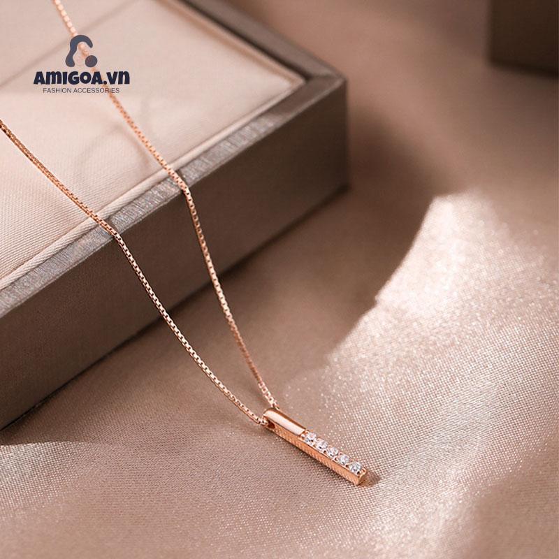 Vòng cổ Sợi Xích Dài Mặt Hình Học Đơn Giản Dễ Thương Cá Tính Cho Nữ