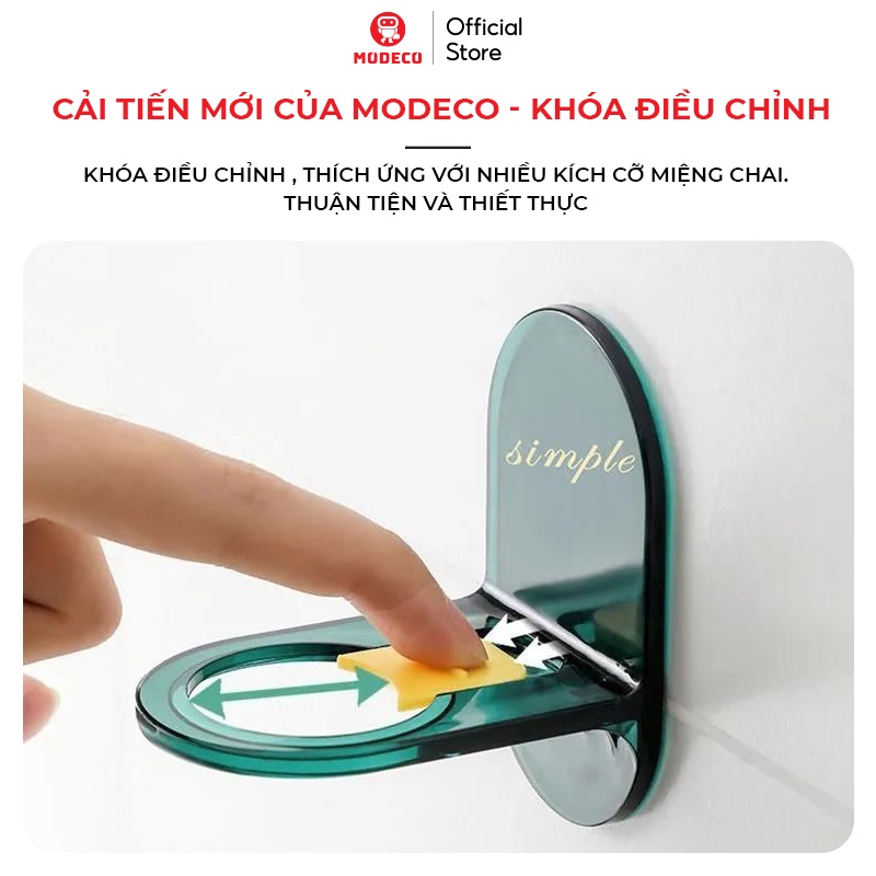 Móc Dán Tường Treo Chai Dầu Gội Đầu, Sữa Tắm, Nước Rửa Tay - Nhựa ABS cao cấp, Miếng Dán Siêu Dính Chịu Lực - MODECO