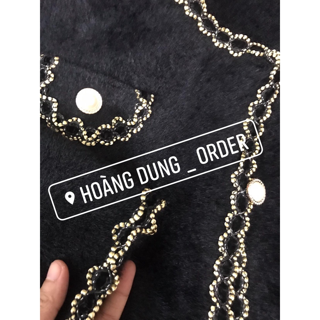 Áo khoác cardigan dạ lông thỏ len tiểu thư viền ngọc Hàn Quốc