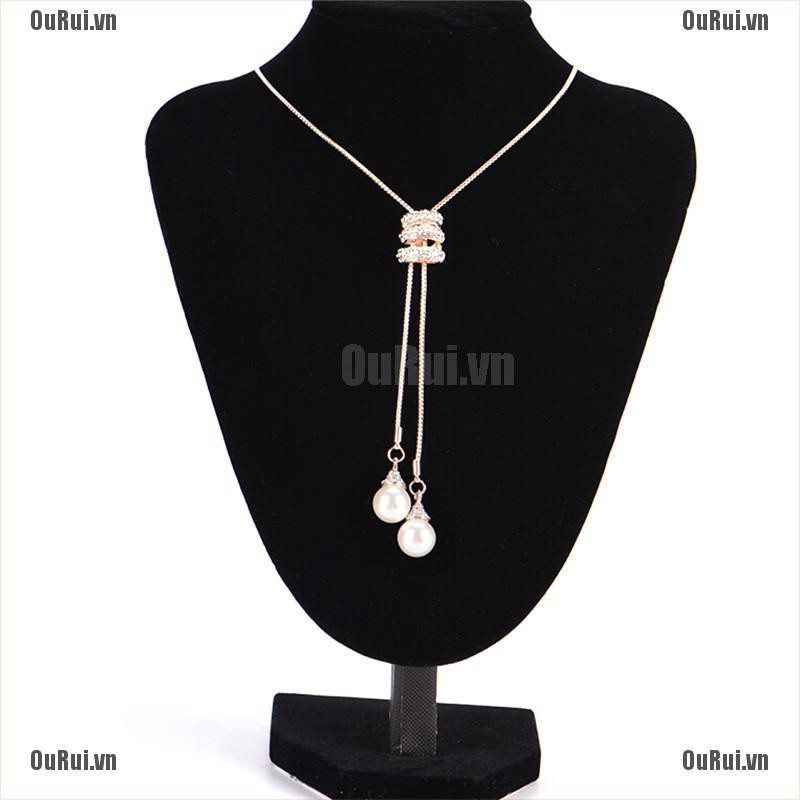 Vòng cổ Dài Đính Ngọc Trai Nhân Tạo Thời Trang